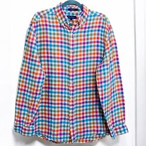 Alan Flusser Multicolor Plaid Casual Button Down Shirt